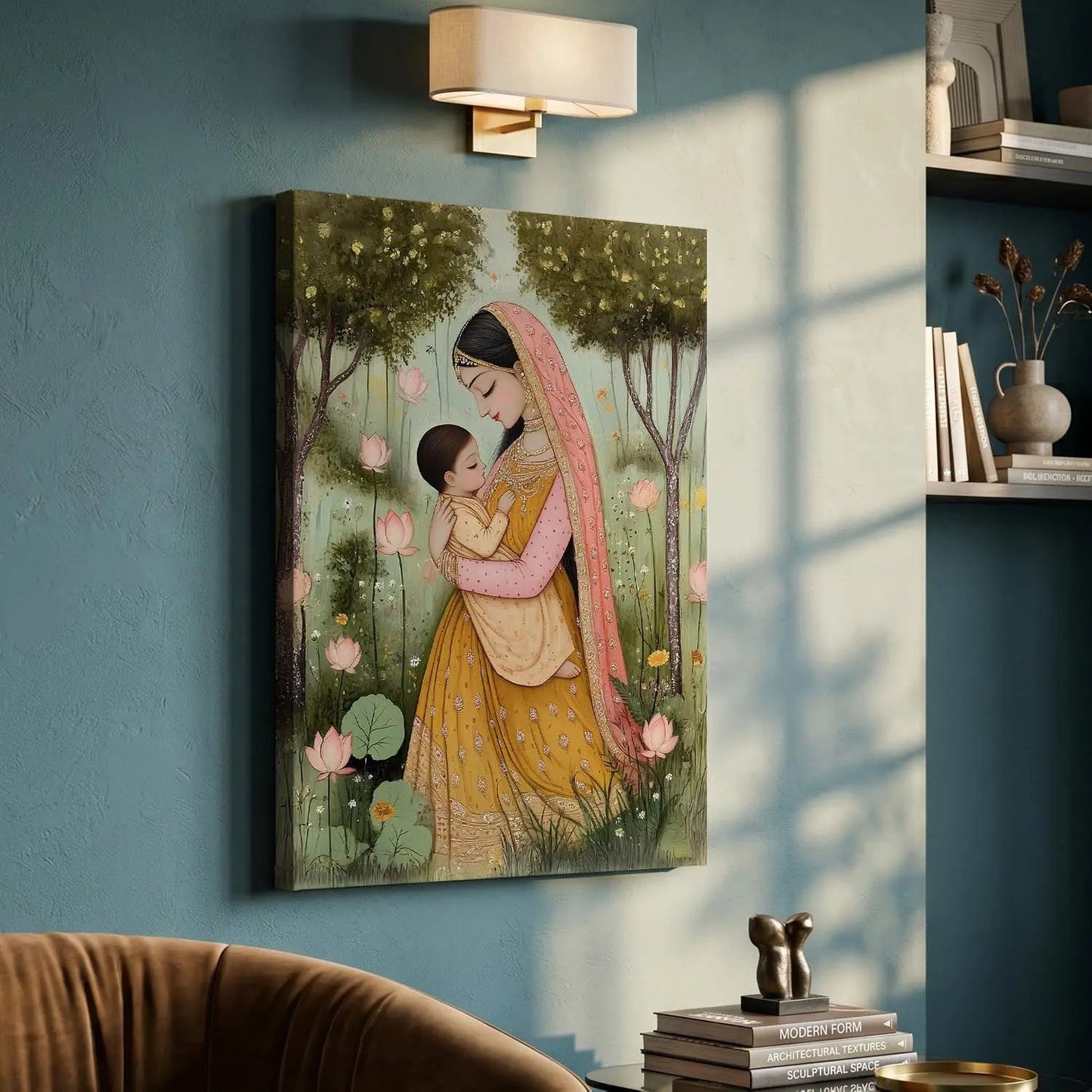Traditional Inidan Folk Art -  Kangra Art Canvas Prints For Home Decor Wall Decor