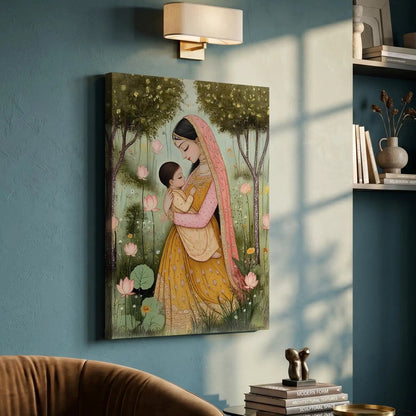 Traditional Inidan Folk Art -  Kangra Art Canvas Prints For Home Decor Wall Decor