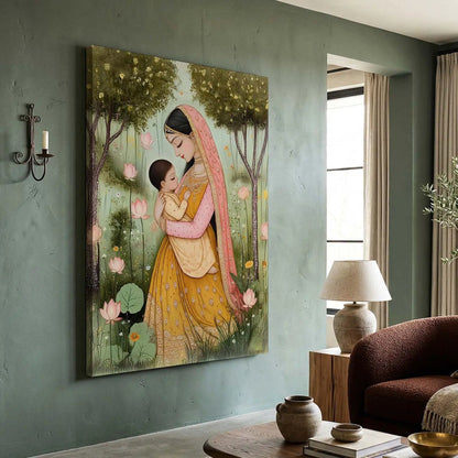 Traditional Inidan Folk Art -  Kangra Art Canvas Prints For Home Decor Wall Decor