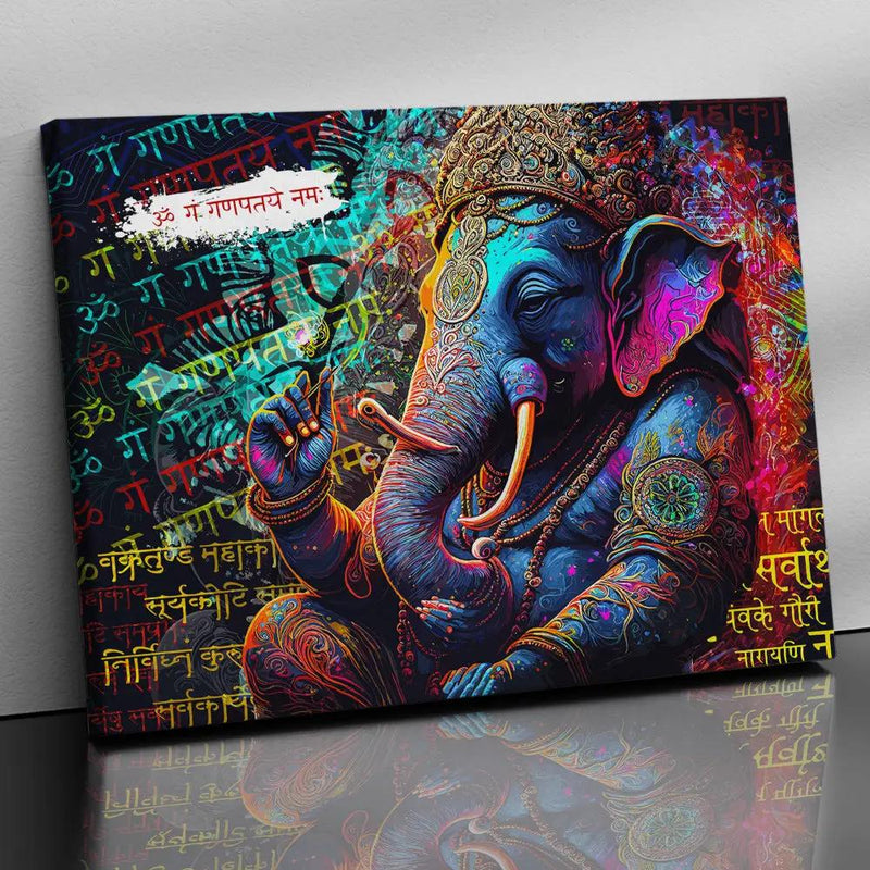 Indian Lord Ganesha Canvas Painting | Divine Artwork for Home Decor | Canvas Wall Paintings for Living Room Bdroom Wall Decor-Kotart