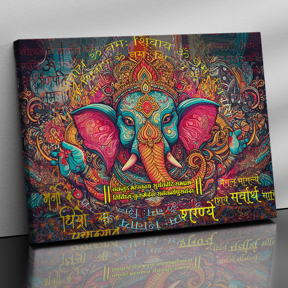 Lord Ganesha Canvas Painting | Divine Artwork for Home Decor | Canvas Wall Paintings for Living Room Bdroom Wall Decor-Kotart