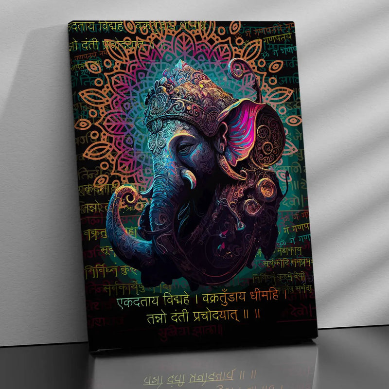 Indian Lord Ganesha Canvas Painting | Divine Artwork for Home Decor | Canvas Wall Paintings for Living Room Bdroom Wall Decor-Kotart