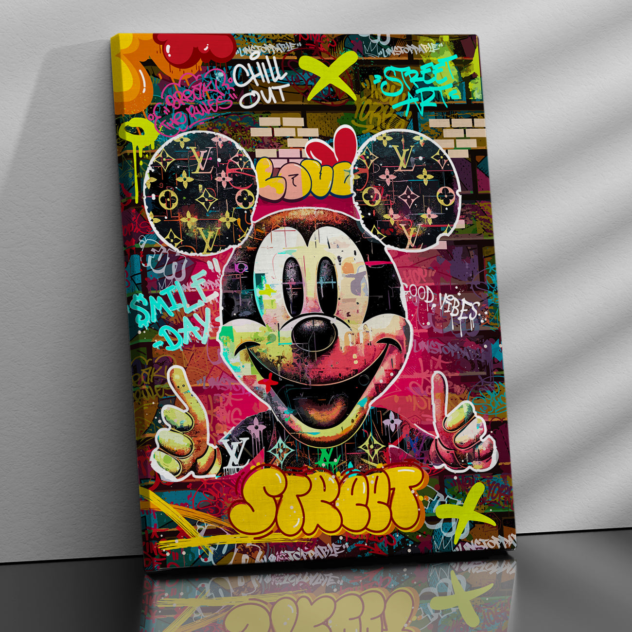 Graffiti-Style Mickey Mouse Canvas Painting for Home Living Room Bedroom Office Wall Decoration-Kotart