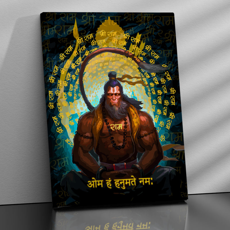 Majestic Indian God Hanuman Canvas Painting | Spiritual Wall Art Canvas Paintings for Decoration-Kotart