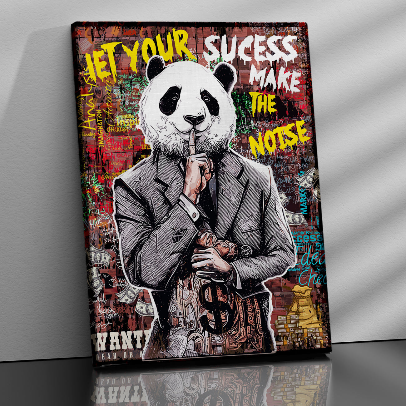 Vibrant Graffiti-Style Panda Canvas Paintings | Canvas Paintings for Living Room Bedroom Home and Office Wall Decor-Kotart