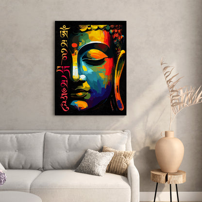 Zen Masterpiece : Colorful Buddha Canvas Painting-Kotart