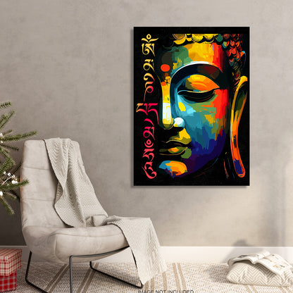 Zen Masterpiece : Colorful Buddha Canvas Painting-Kotart