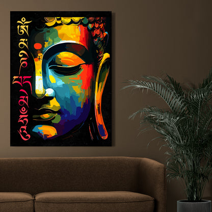 Zen Masterpiece : Colorful Buddha Canvas Painting-Kotart