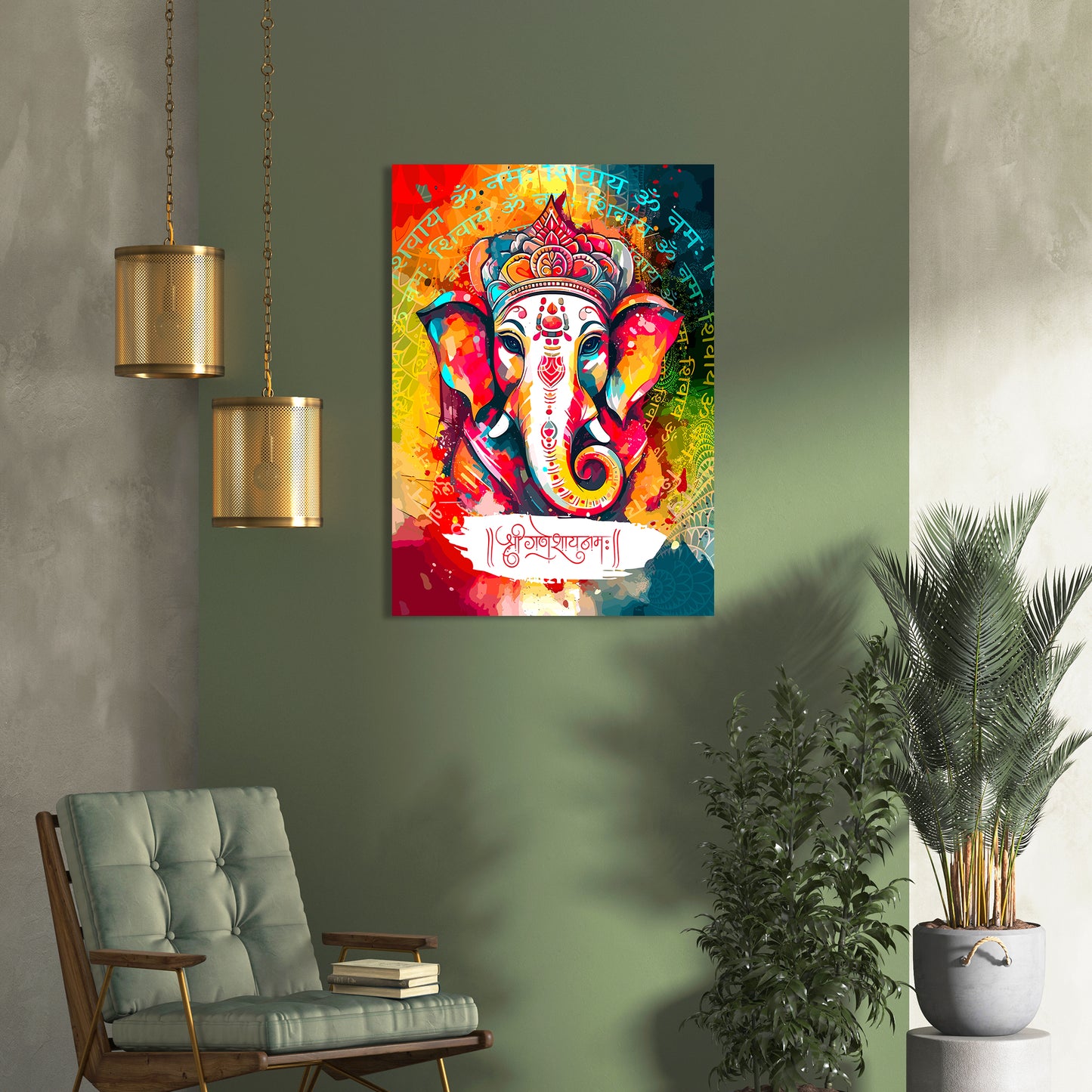 Shri Ganesha Canvas Paintings for Home and Office Wall Decor-Kotart