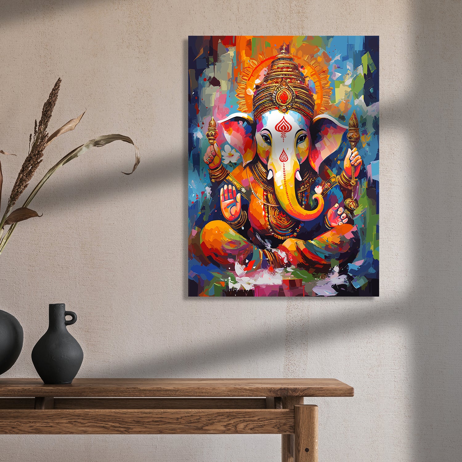 Shri Ganesha Canvas Art Paintings for Home and Office Wall Decor-Kotart