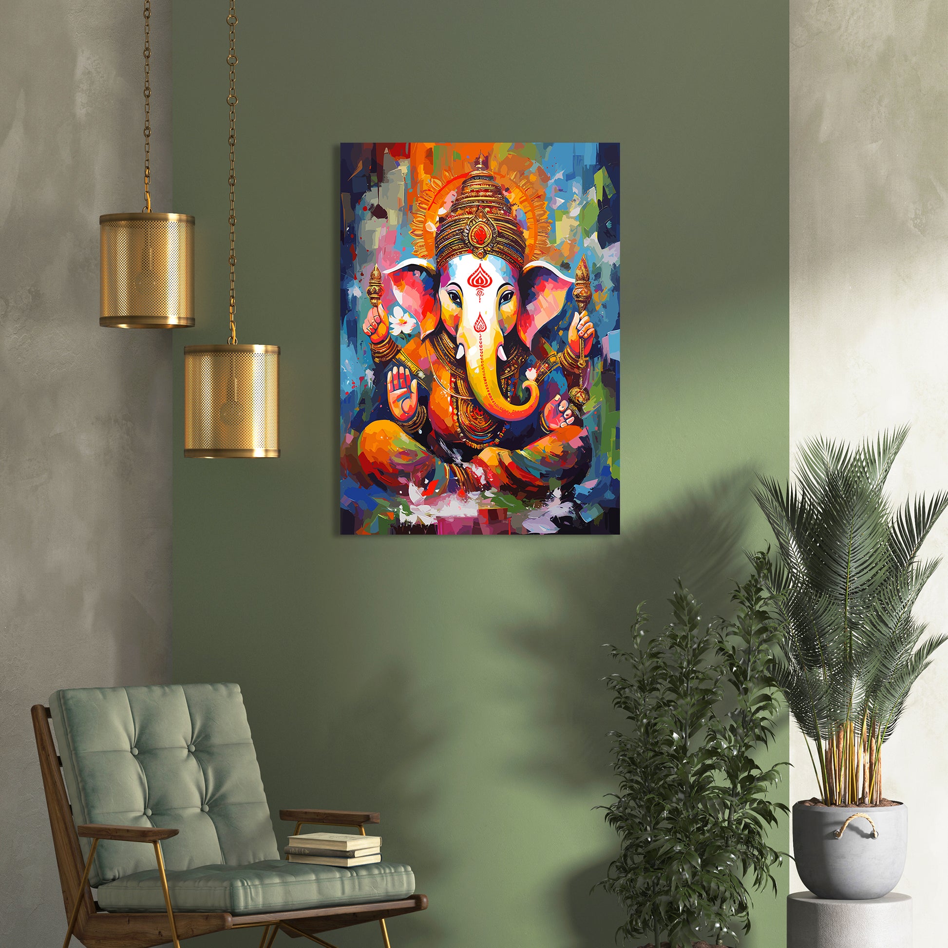 Shri Ganesha Canvas Art Paintings for Home and Office Wall Decor-Kotart