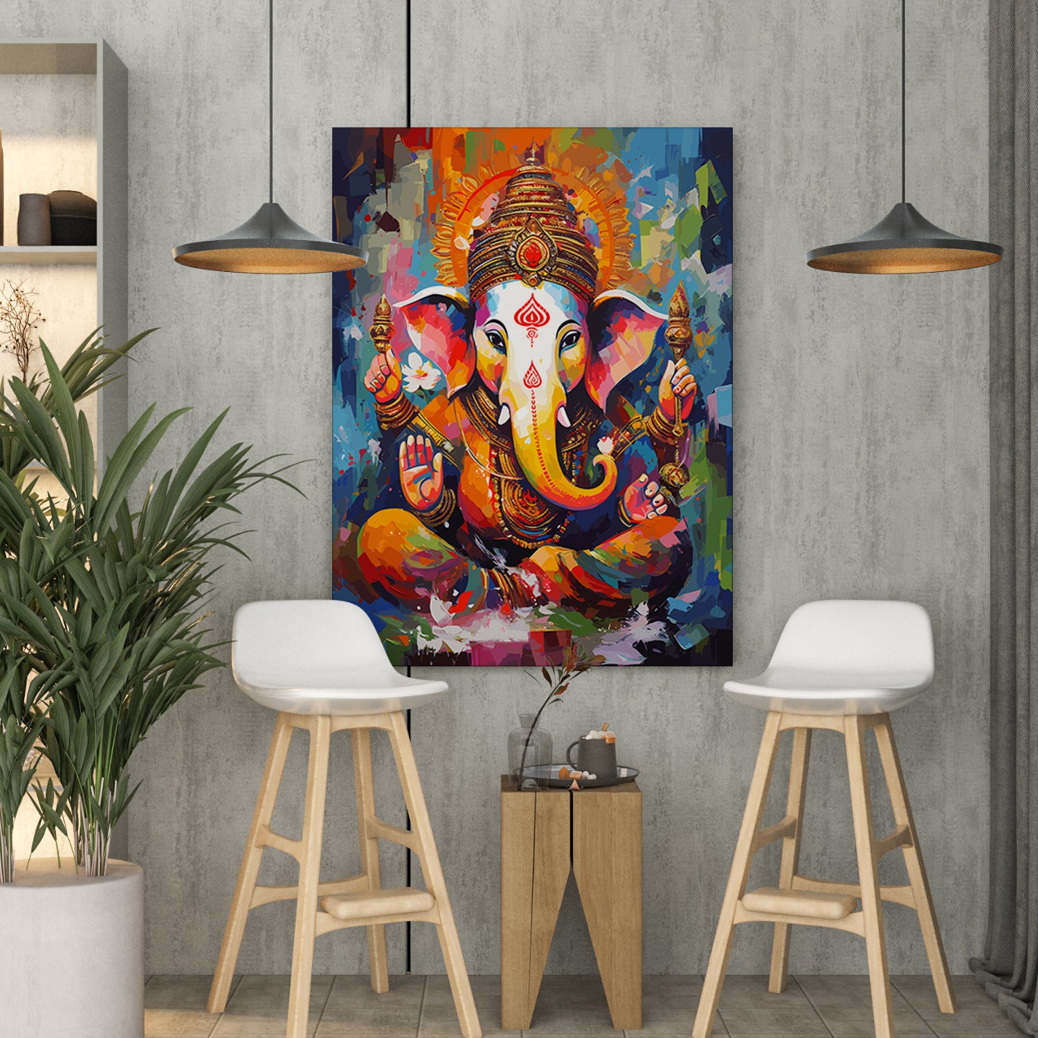 Shri Ganesha Canvas Art Paintings for Home and Office Wall Decor-Kotart