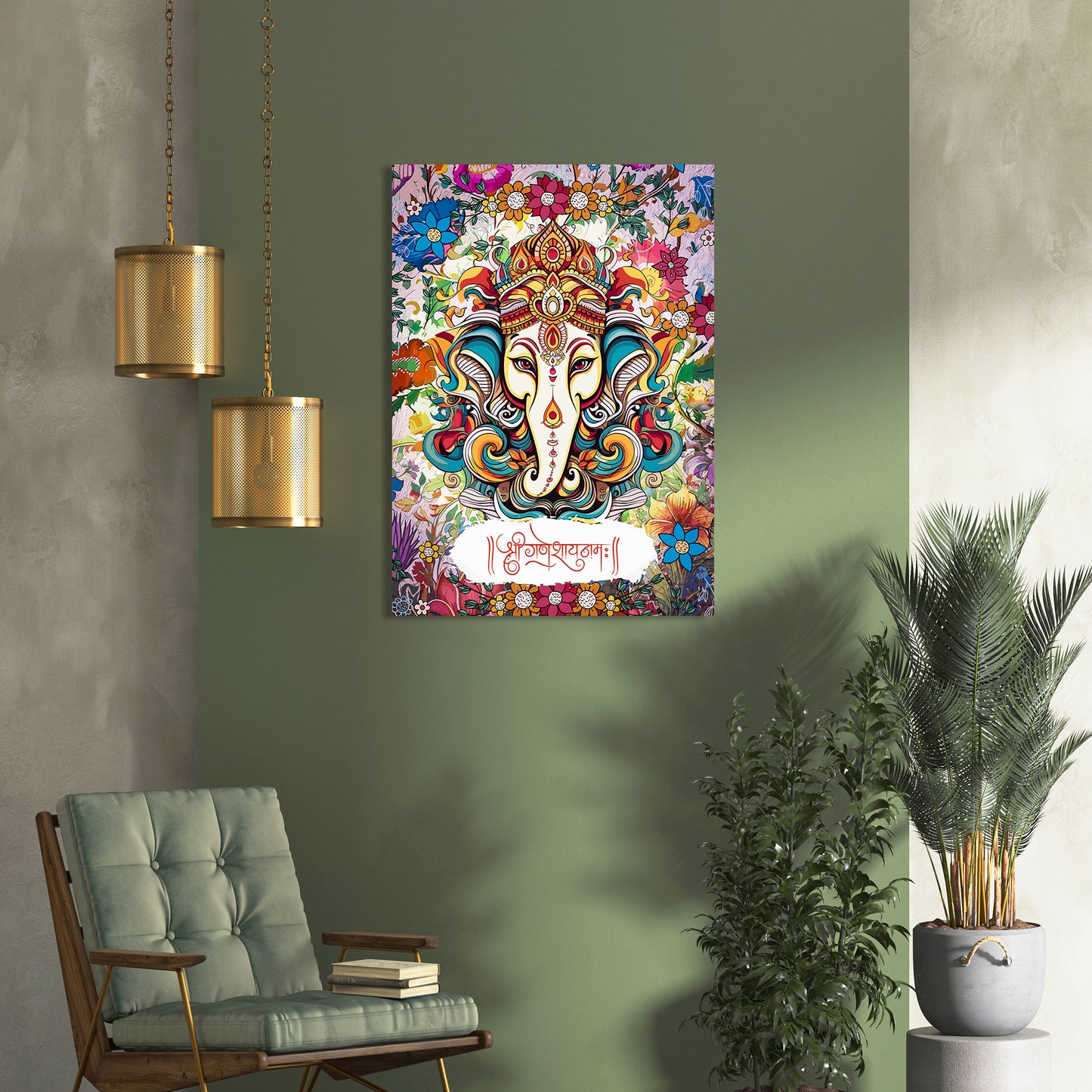 Premium Ganesha Canvas Art Paintings for Home and Living Room Pooja Room Office Wall Decor-Kotart