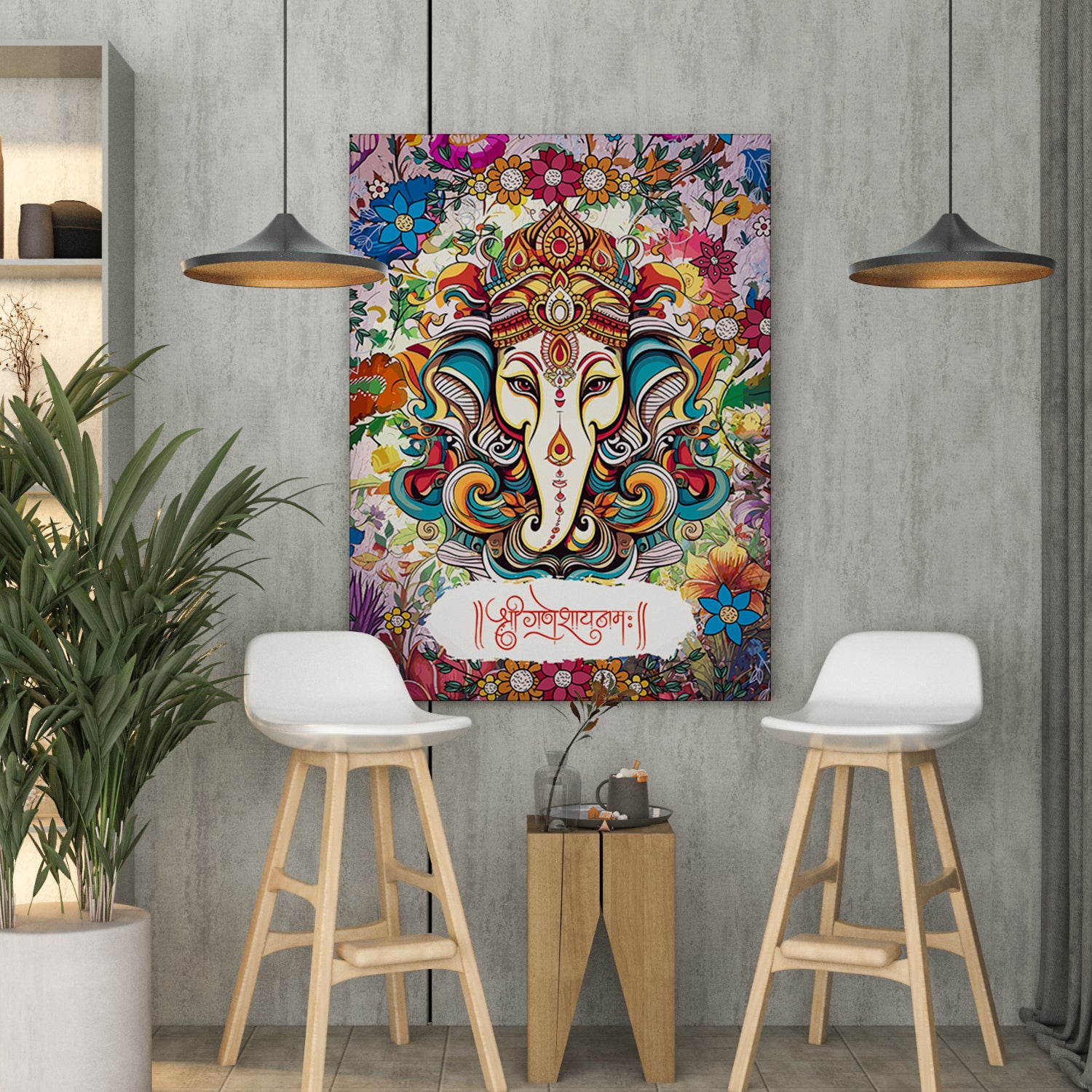 Premium Ganesha Canvas Art Paintings for Home and Living Room Pooja Room Office Wall Decor-Kotart