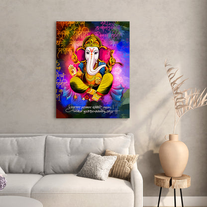 Colorful Ganesha Canvas Art Paintings for Home and Living Room Pooja Room Office Wall Decor-Kotart
