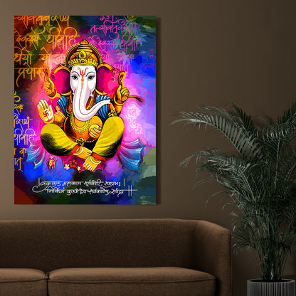 Colorful Ganesha Canvas Art Paintings for Home and Living Room Pooja Room Office Wall Decor-Kotart