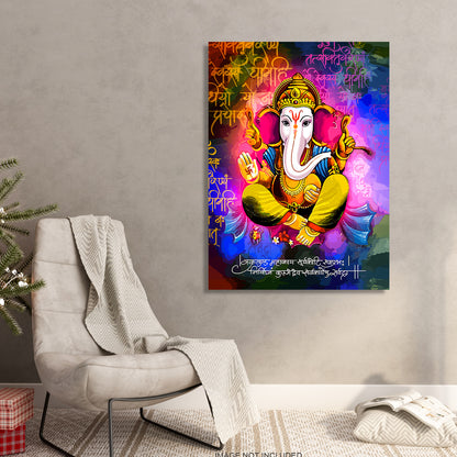 Colorful Ganesha Canvas Art Paintings for Home and Living Room Pooja Room Office Wall Decor-Kotart