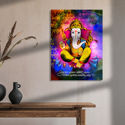 Colorful Ganesha Canvas Art Paintings for Home and Living Room Pooja Room Office Wall Decor-Kotart