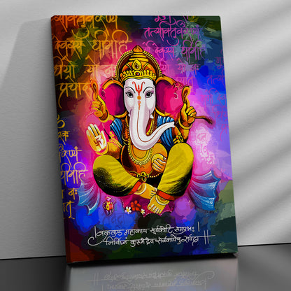Colorful Ganesha Canvas Art Paintings for Home and Living Room Pooja Room Office Wall Decor-Kotart