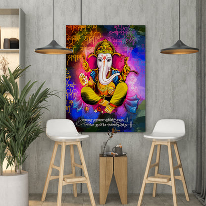 Colorful Ganesha Canvas Art Paintings for Home and Living Room Pooja Room Office Wall Decor-Kotart