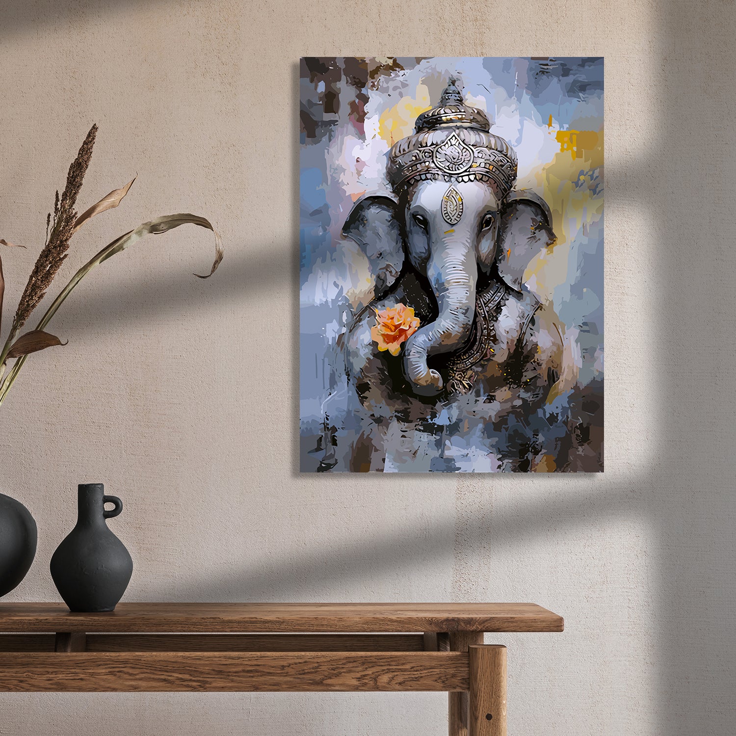 Shri Ganesha Canvas Art Paintings for Home and Living Room Pooja Room Office Wall Decor-Kotart