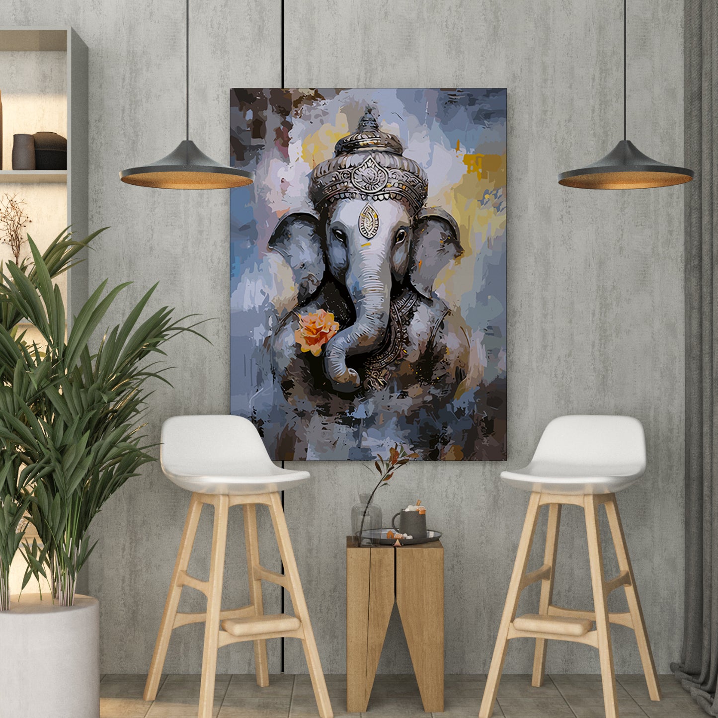 Shri Ganesha Canvas Art Paintings for Home and Living Room Pooja Room Office Wall Decor-Kotart