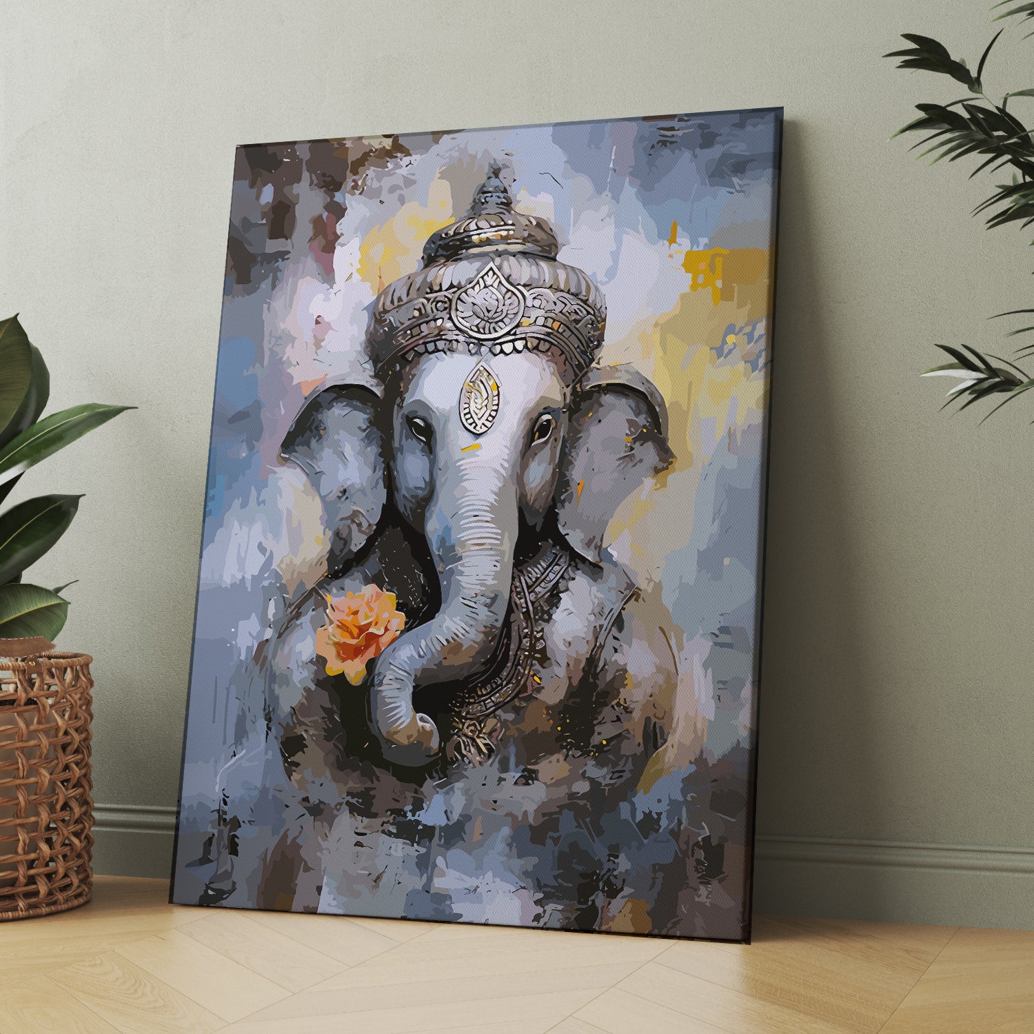 Shri Ganesha Canvas Art Paintings for Home and Living Room Pooja Room Office Wall Decor-Kotart