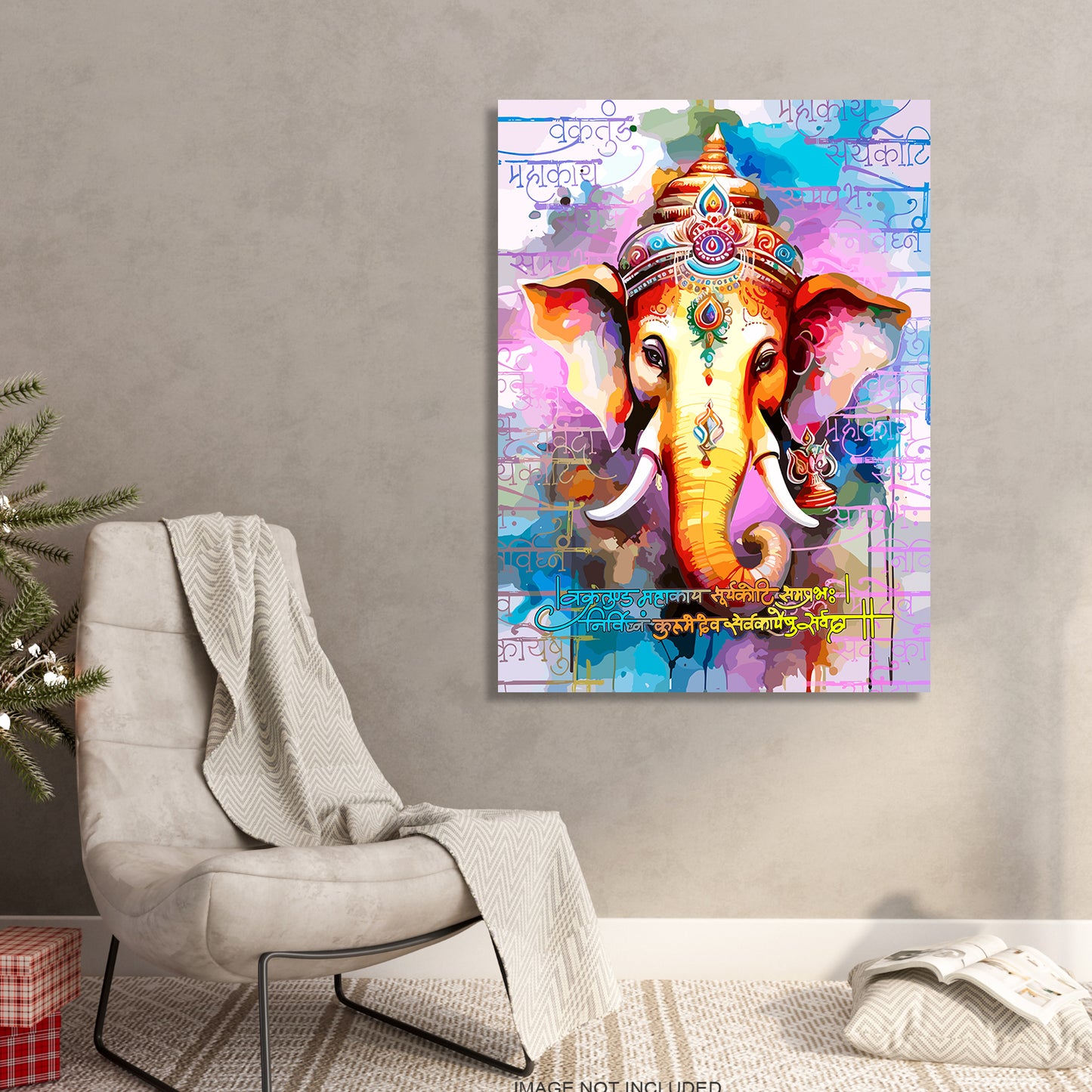 Vibrant Shri Ganesha Canvas Art Paintings for Home and Living Room Pooja Room Office Wall Decor-Kotart