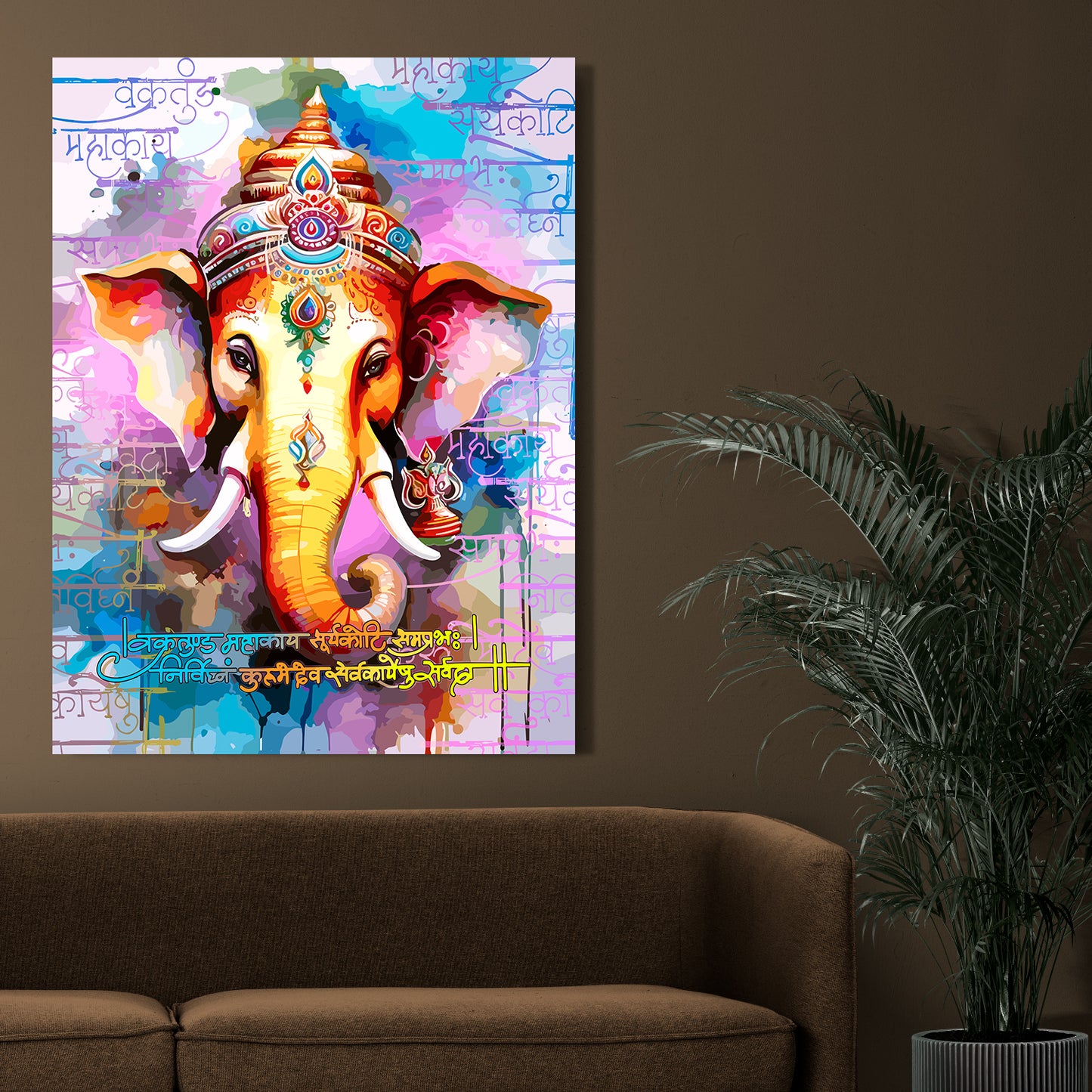 Vibrant Shri Ganesha Canvas Art Paintings for Home and Living Room Pooja Room Office Wall Decor-Kotart