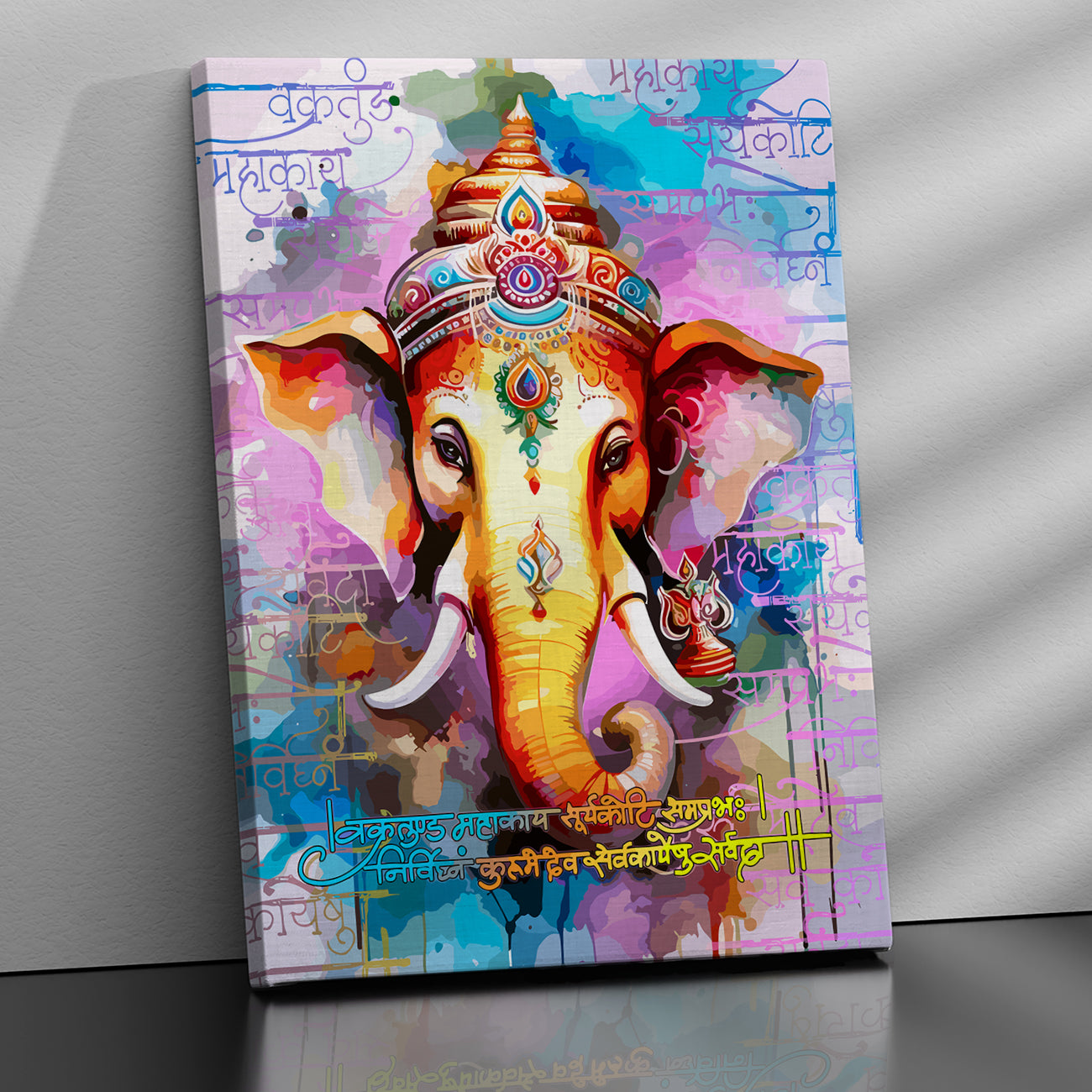 Vibrant Shri Ganesha Canvas Art Paintings for Home and Living Room Pooja Room Office Wall Decor-Kotart