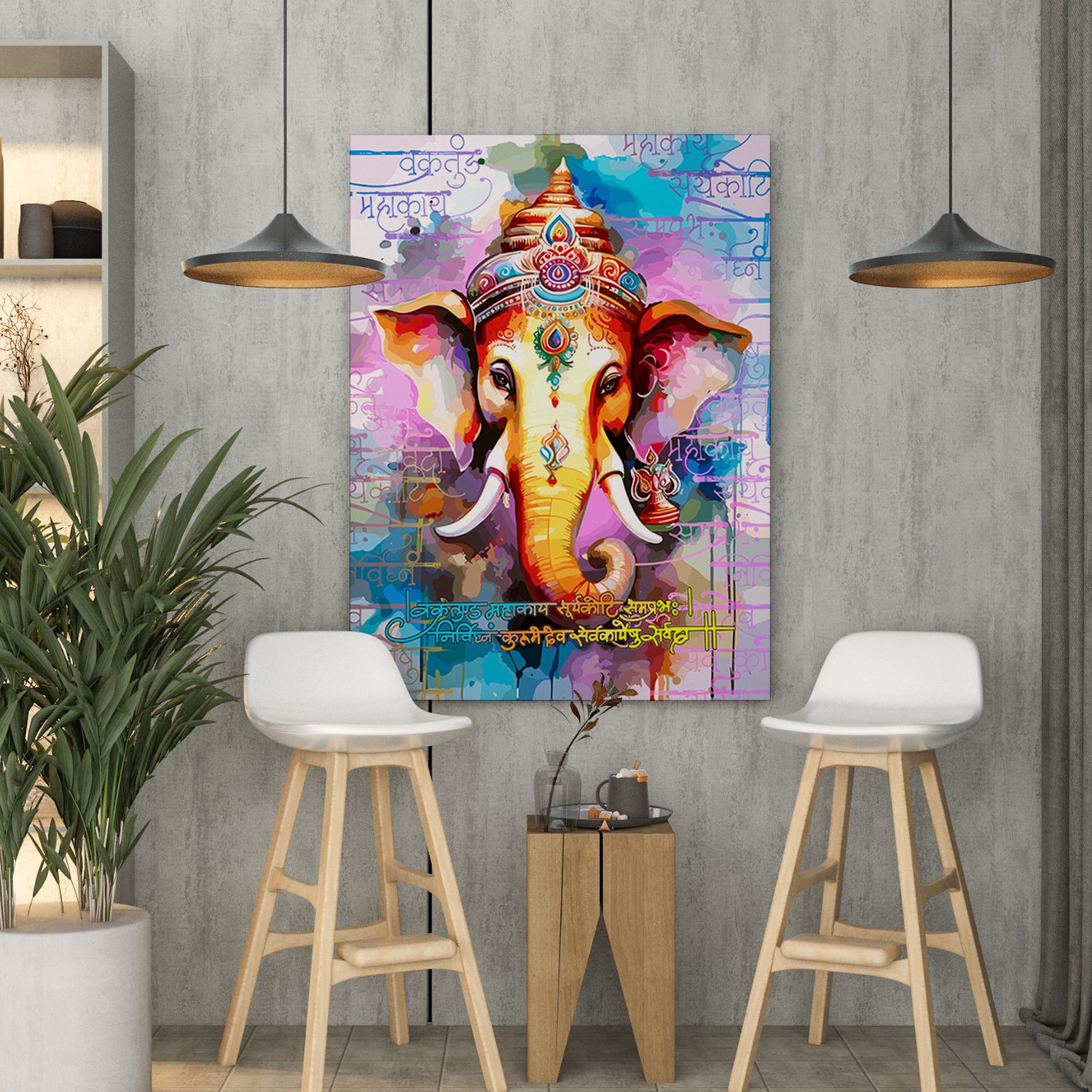 Vibrant Shri Ganesha Canvas Art Paintings for Home and Living Room Pooja Room Office Wall Decor-Kotart