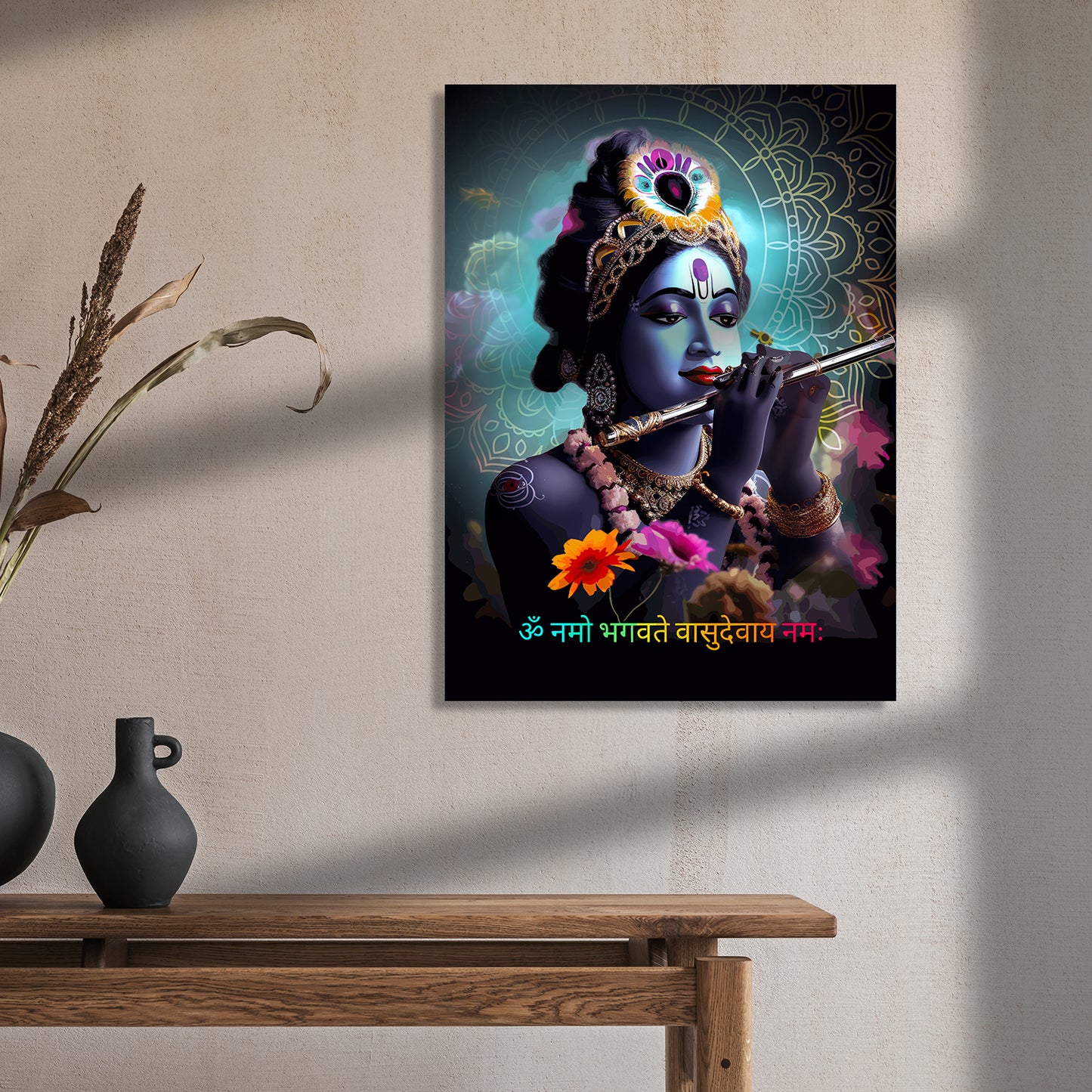 Beautiful Shri Krishna Canvas Paintings for Home and Living Room Pooja Room Office Wall Decor-Kotart