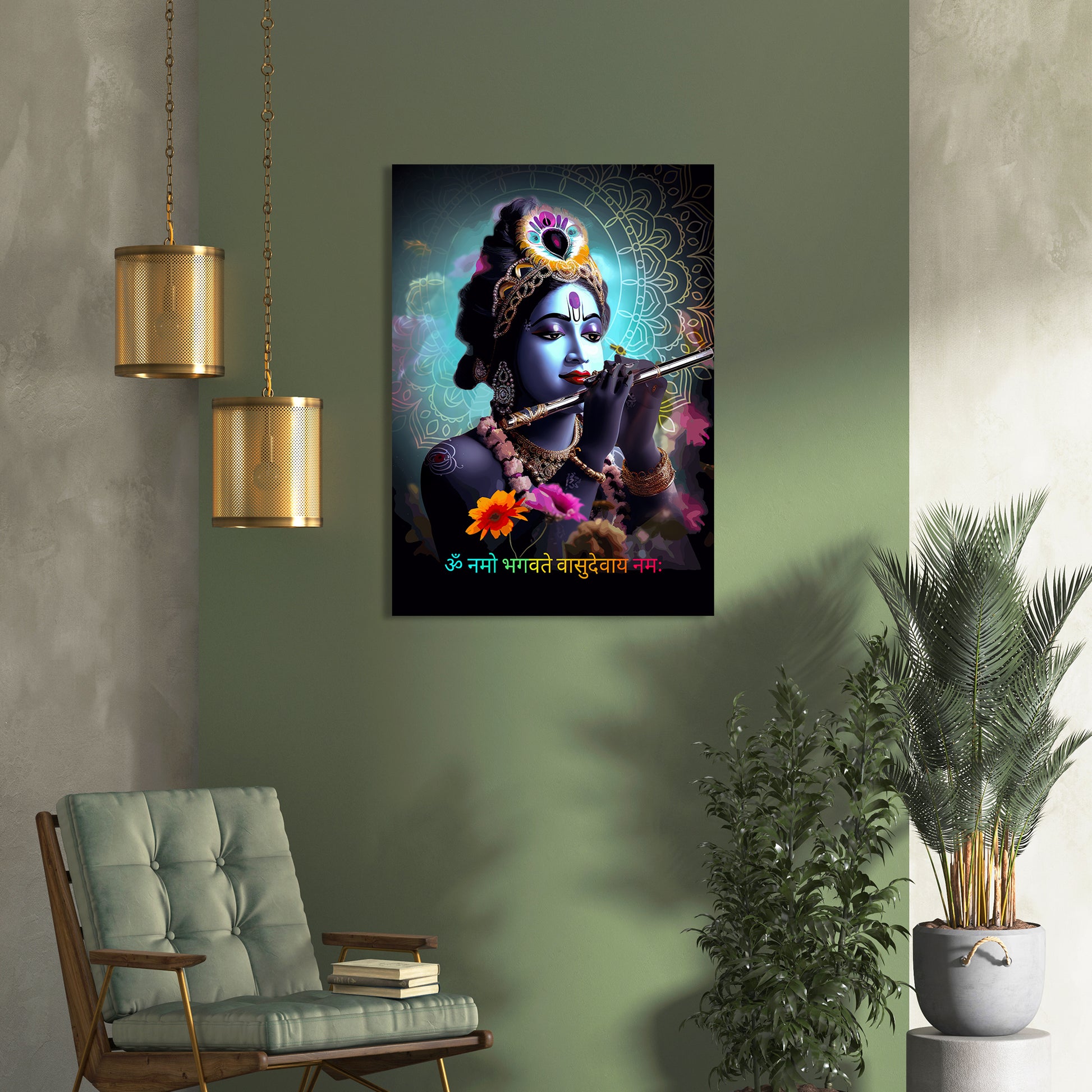 Beautiful Shri Krishna Canvas Paintings for Home and Living Room Pooja Room Office Wall Decor-Kotart