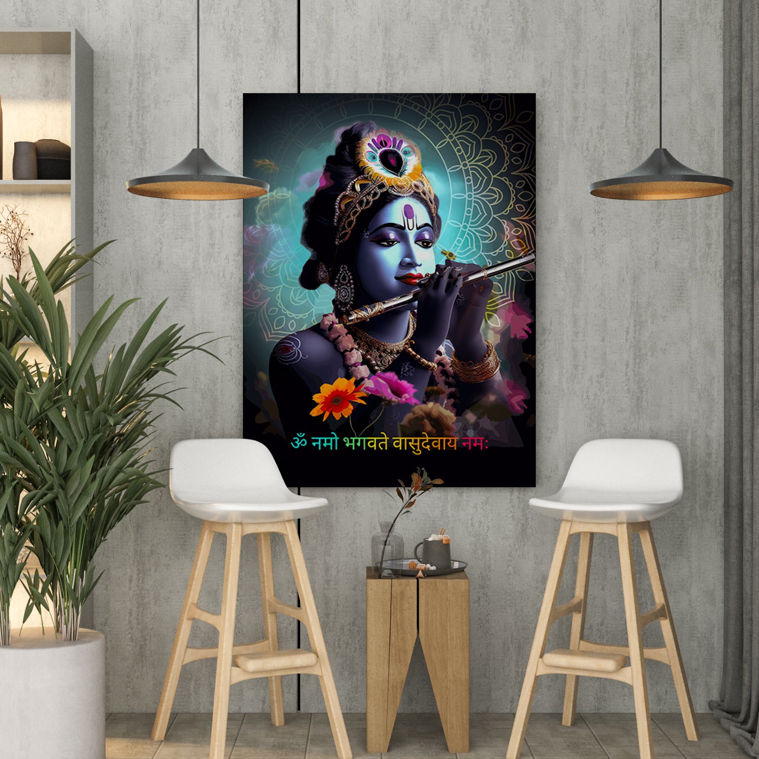 Beautiful Shri Krishna Canvas Paintings for Home and Living Room Pooja Room Office Wall Decor-Kotart