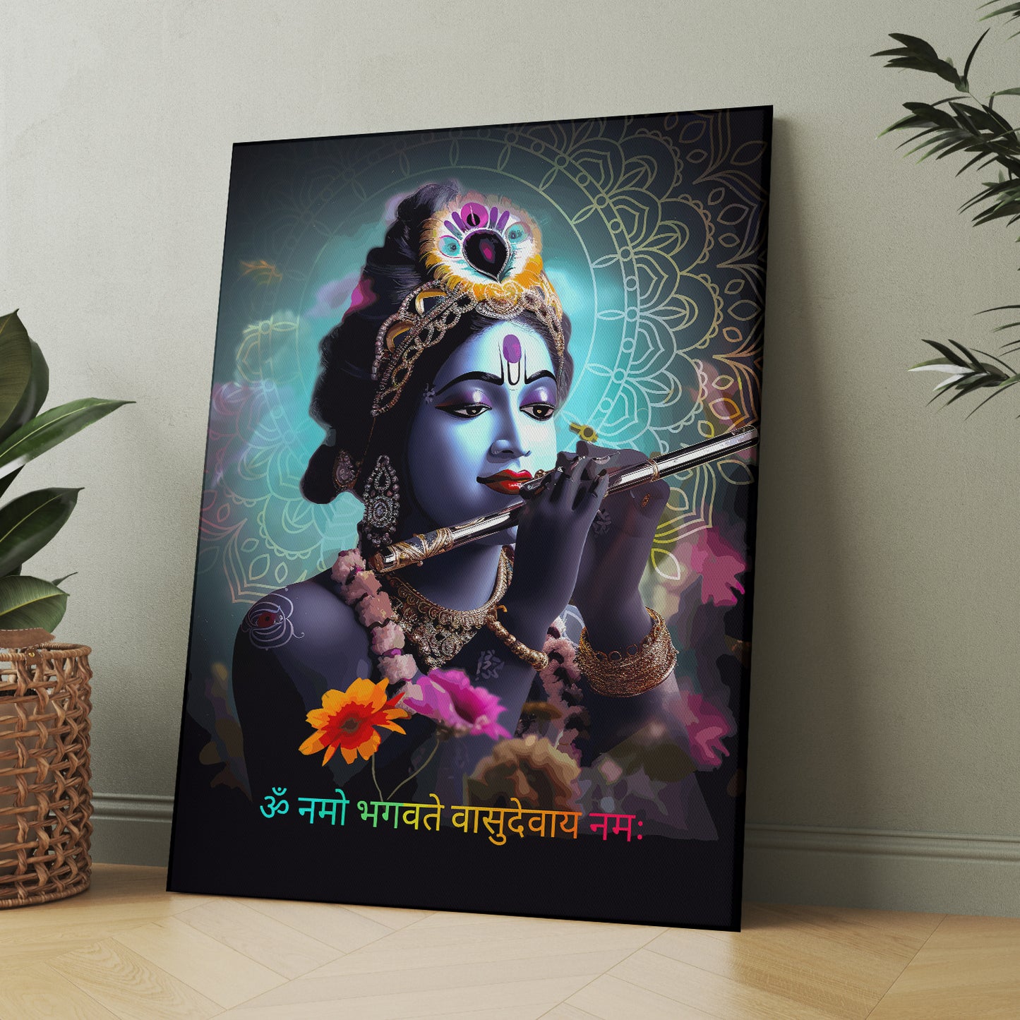 Beautiful Shri Krishna Canvas Paintings for Home and Living Room Pooja Room Office Wall Decor-Kotart