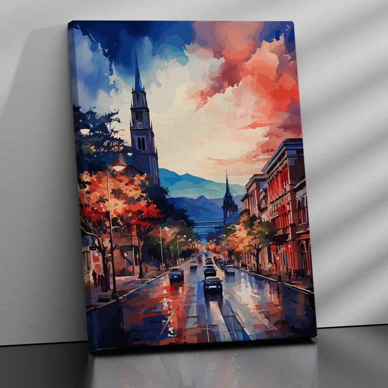 Urban Elegance: Cityscape Portrait Canvas Artwork-Kotart