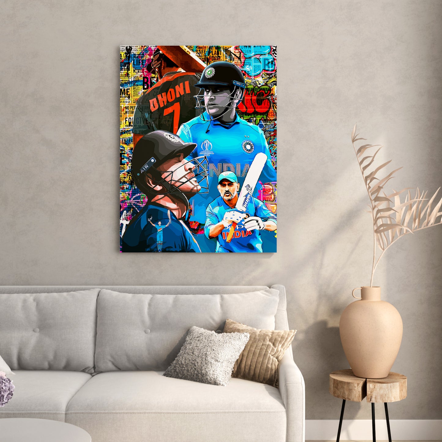 Cricket Legends MS Dhoni Canvas Painting-Kotart