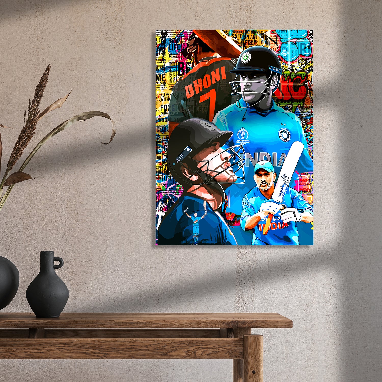 Cricket Legends MS Dhoni Canvas Painting-Kotart