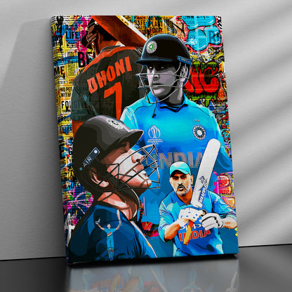 Cricket Legends MS Dhoni Canvas Painting-Kotart