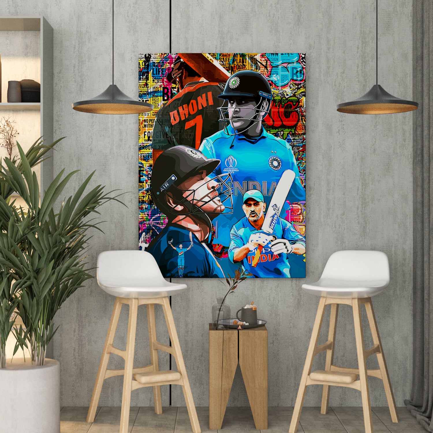 Cricket Legends MS Dhoni Canvas Painting-Kotart