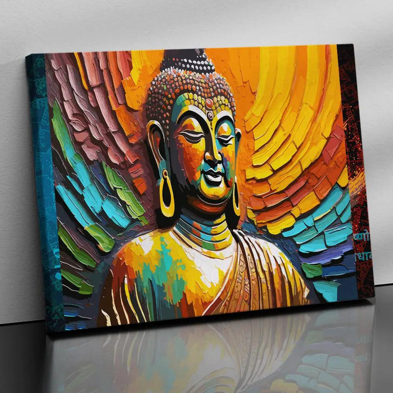 Vibrant Buddha Canvas Painting-Kotart