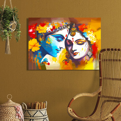 Beautiful Radha Krishna Canvas Art Piece for Wall Decoration-Kotart