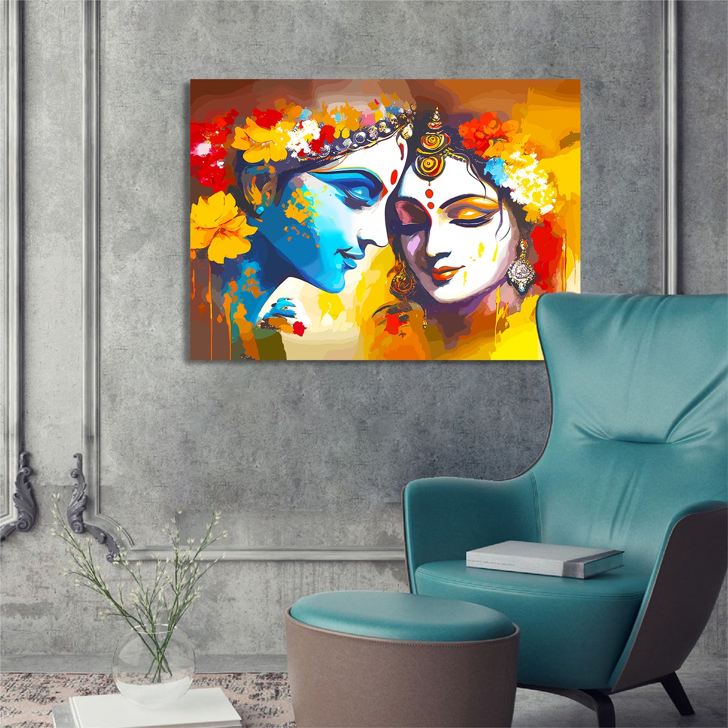 Beautiful Radha Krishna Canvas Art Piece for Wall Decoration-Kotart