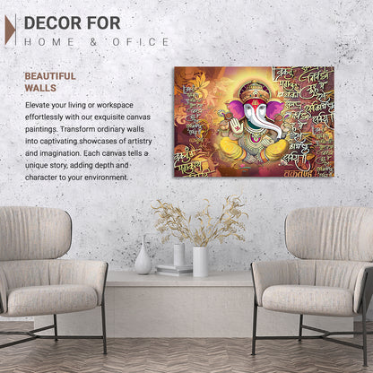 Shri Ganesha Canvas Art Paintings for Home and Living Room Pooja Room Office Wall Decor-Kotart
