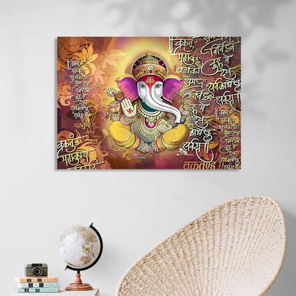 Shri Ganesha Canvas Art Paintings for Home and Living Room Pooja Room Office Wall Decor-Kotart
