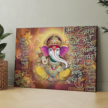 Shri Ganesha Canvas Art Paintings for Home and Living Room Pooja Room Office Wall Decor-Kotart