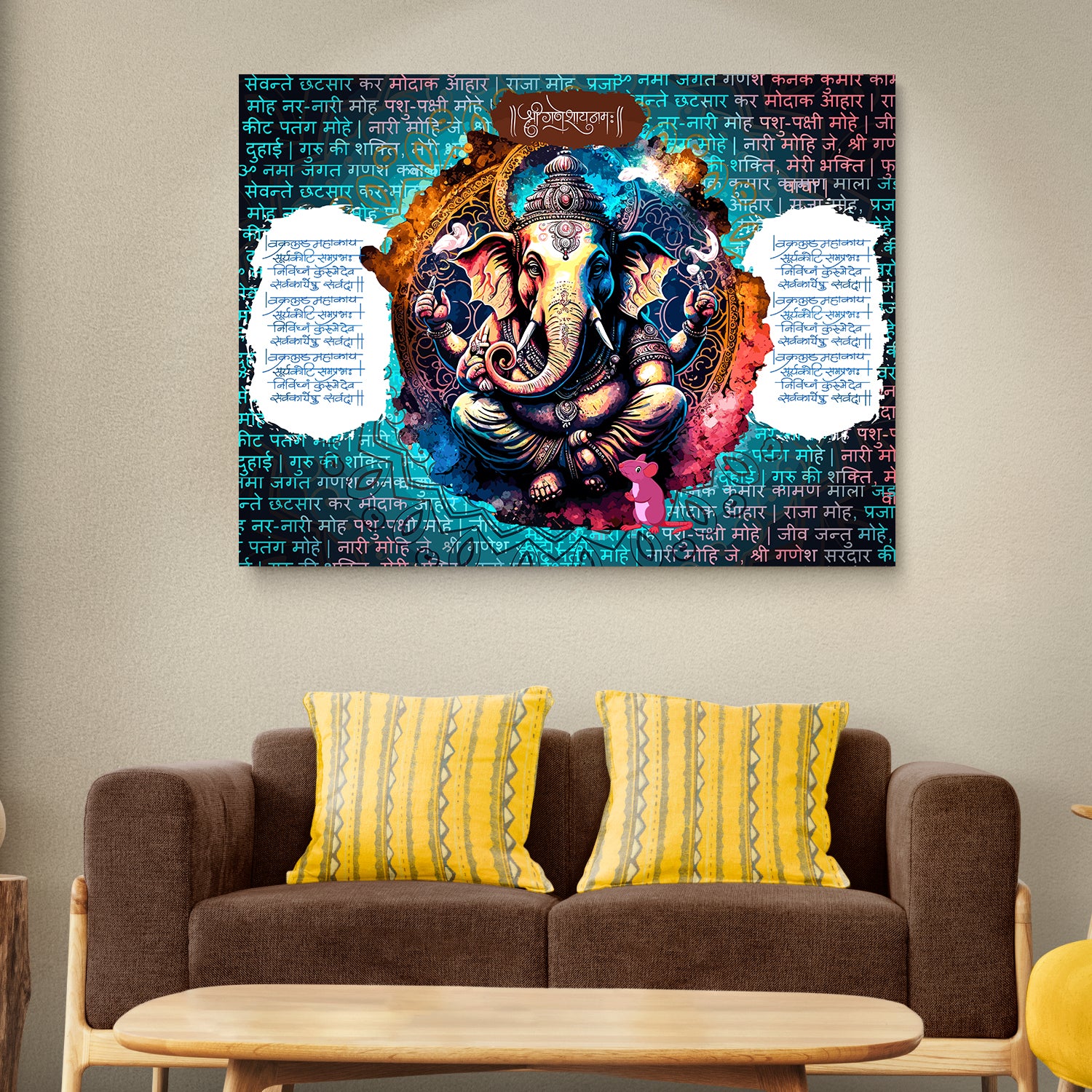 Ganesha Art Canvas Paintings for Home and Living Room Pooja Room Office Wall Decor-Kotart