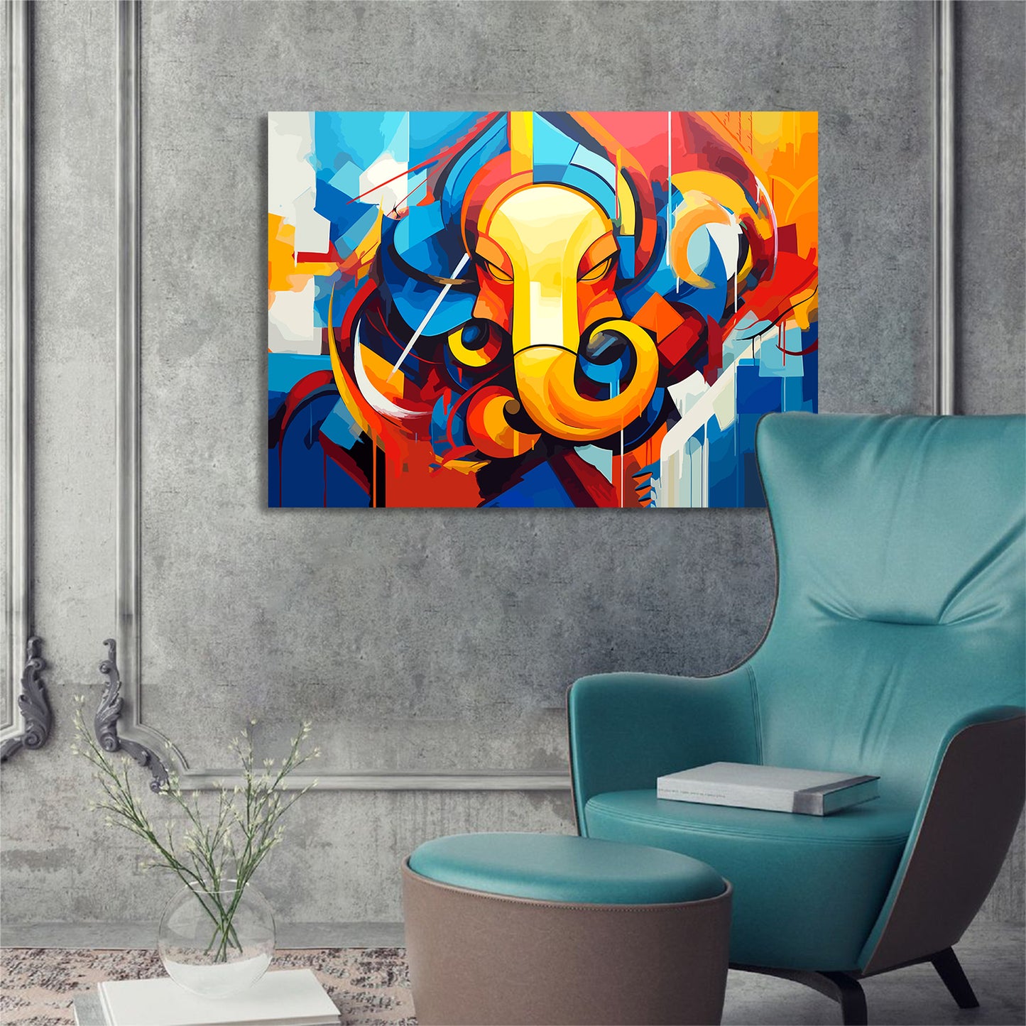 Modern Ganesha Art Canvas Paintings for Home and Living Room Pooja Room Wall Decor-Kotart