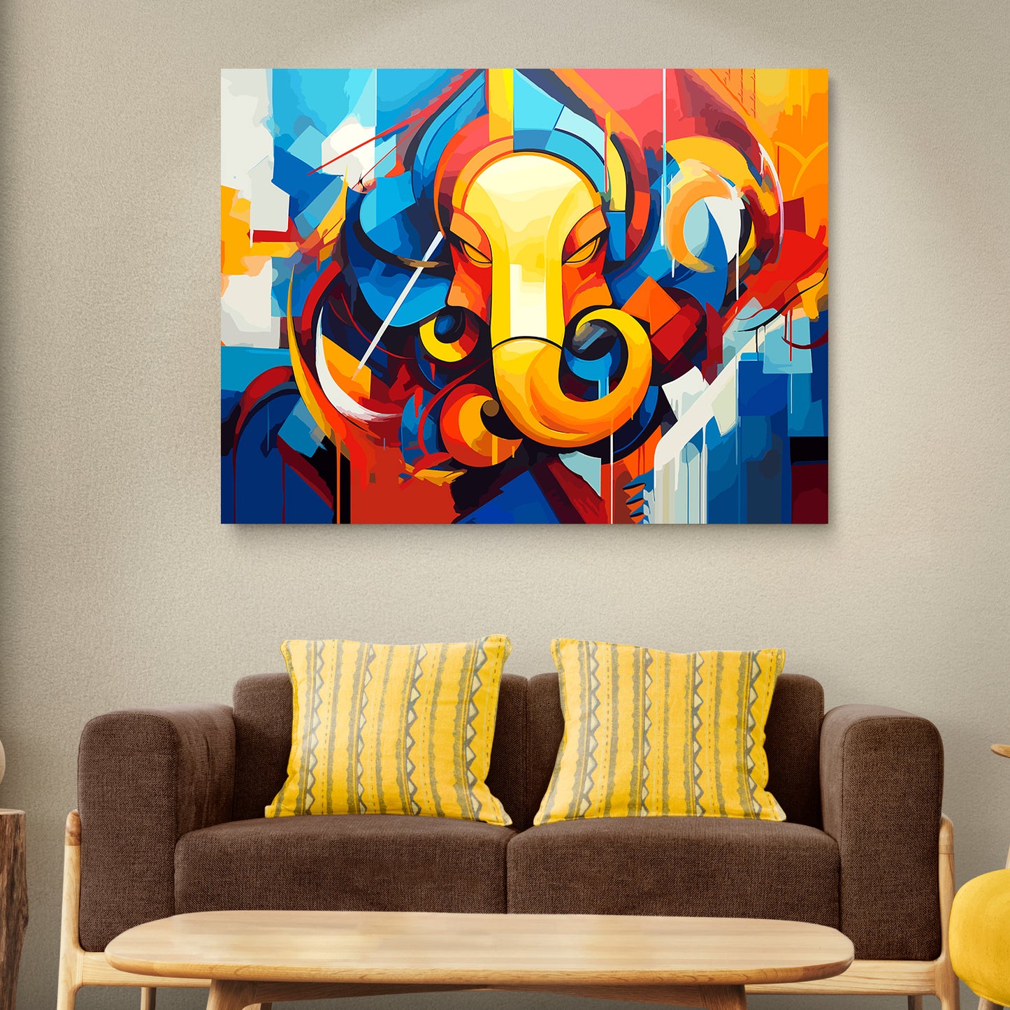 Modern Ganesha Art Canvas Paintings for Home and Living Room Pooja Room Wall Decor-Kotart