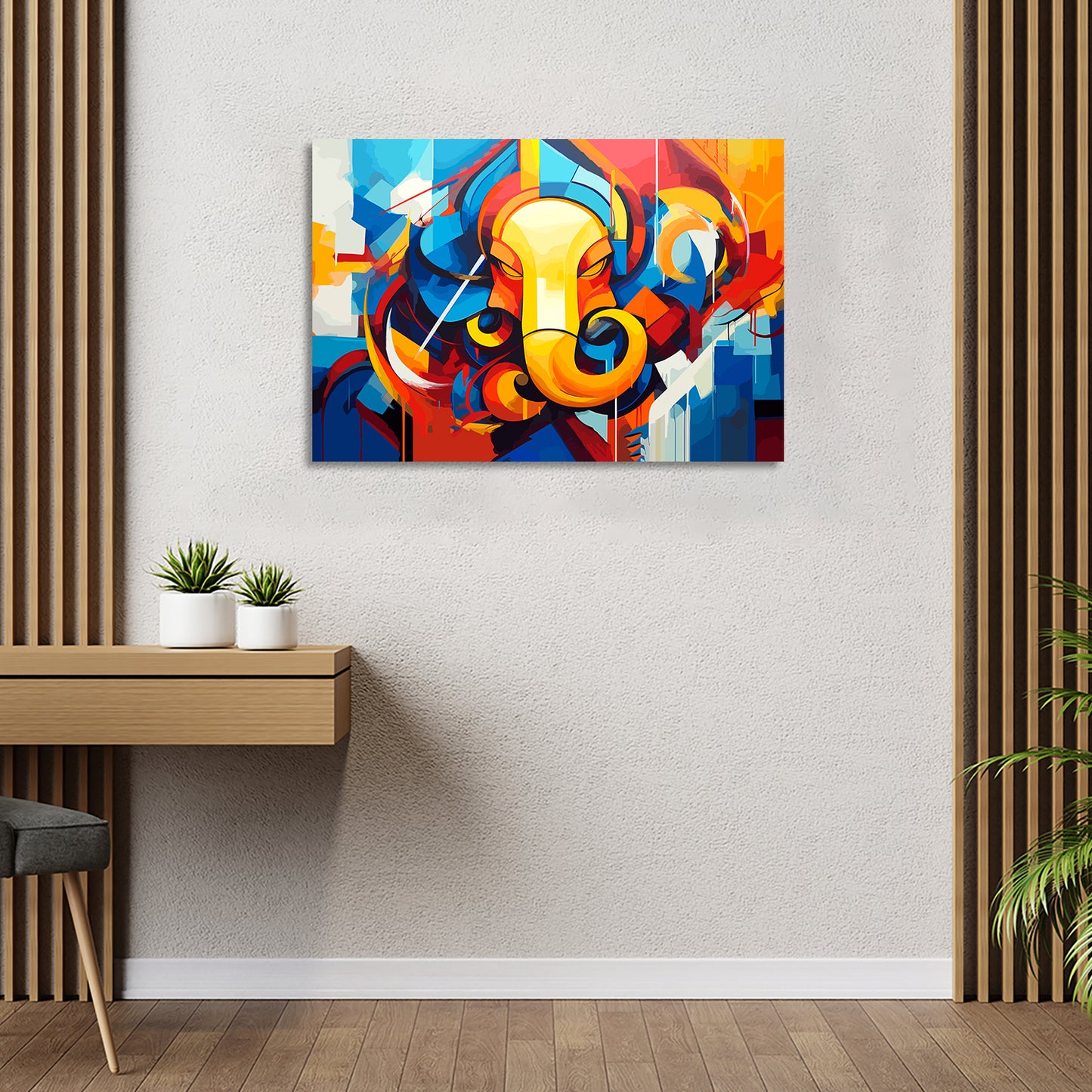 Modern Ganesha Art Canvas Paintings for Home and Living Room Pooja Room Wall Decor-Kotart